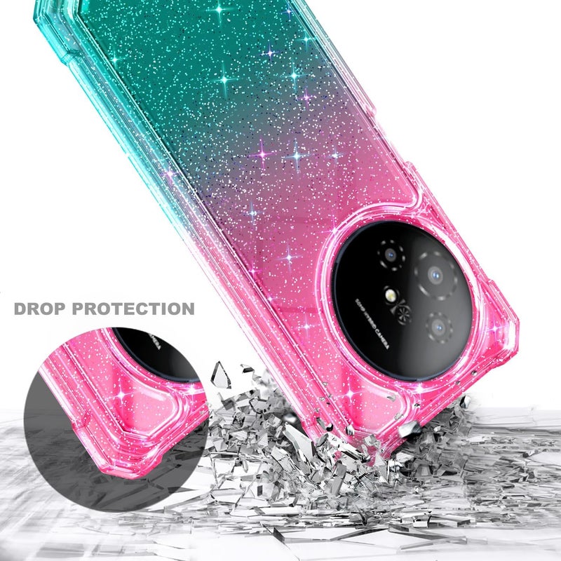 WDHD Compatible with TCL 50 XL 5G & TCL 50 XL NXTPAPER 5G Phone Case Glitter Pink/Aqua | Full-Body Protective Shockproof Rugged Bumper Cover with Screen Protector, Raised Corners Drop Protection - Image 5